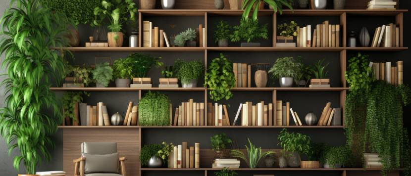 Improve room acoustics with plants and bookshelves