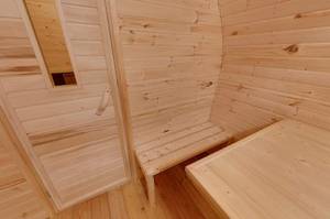 Outdoor sauna with abachi wood