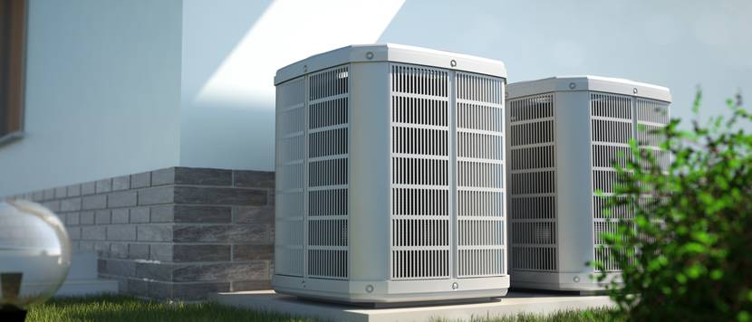 Heat pumps in front of the house