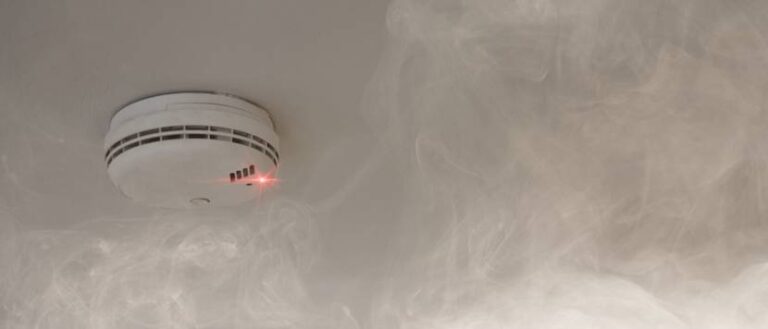 Smoke detector mounted on the ceiling